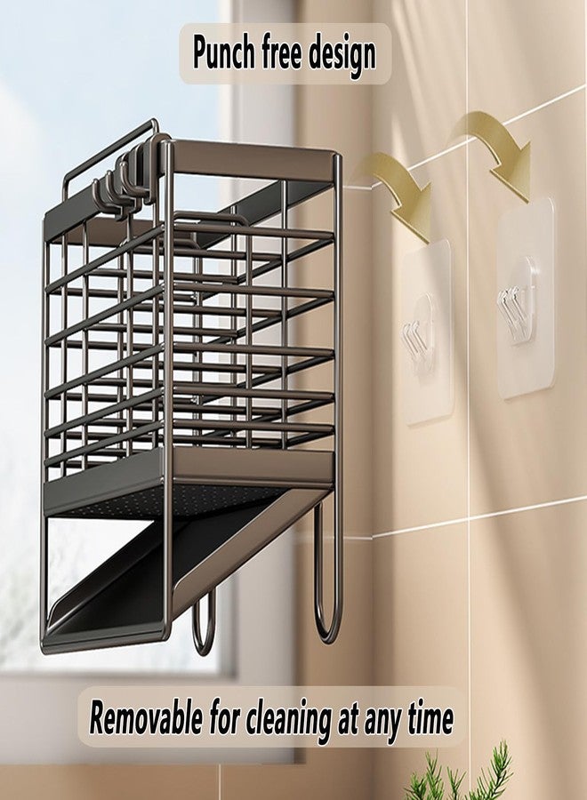 RAKSONIC Utensil Holder, Dish Drainer for Kitchen Counter,3 Compartments Stainless Steel Utensil Drying Rack,Kitchen Utensils Holder with Towel Bar,Self-Draining Tray Design(Black) - Image 5